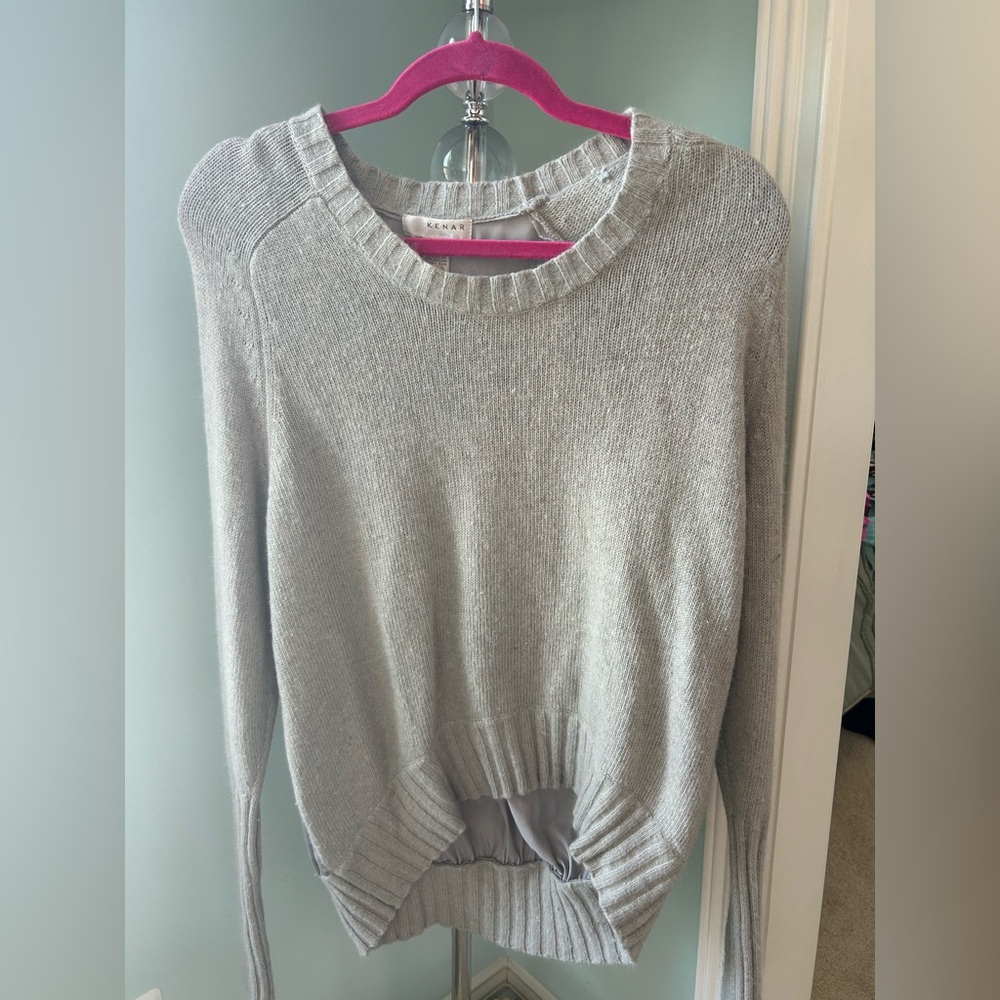 Gray Women's Knit & Satin Sweater